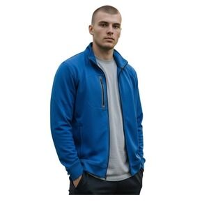 Gap Fit Dry Voltage Track Jacket Royal Blue Black Nylon Fleece Lined‎ Full Zip M